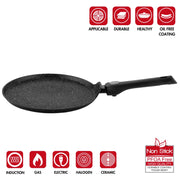 Herzog HR-3615: 28cm Marble Crepe Pan with Detachable Handle