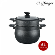 Cheffinger CF-COUS6: 6L Marble Coated Steam Cooker Couscous Pot