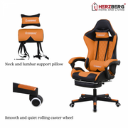 Herzberg Gaming and Office Chair with Retractable Footrest Red