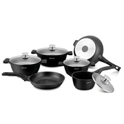 Herzog 16 Pieces Die-Casting Cookware Set Black