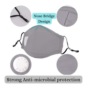 Washable Cotton Mask w/ 2 Activated Carbon Filters