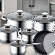 Royalty Line RL-1231M: 12 Pieces of Stainless Cookware Set with Marble Coated Pan