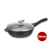 Royalty Line RL-BDF24-M: 24cm Marble Coated Cooking Pan w/ Glass Lid