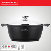 Royalty Line RL-BS28M: Marble Coated Cooking Pot with Glass Lid - 28cm