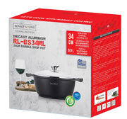 Royalty Line RL-BS34M: Marble Coated Cooking Pot and Casserole - 34cm Black